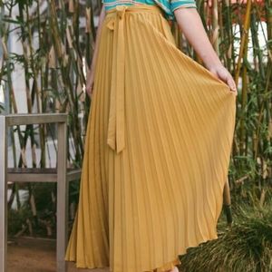 Maxi length pleated wrap skirt